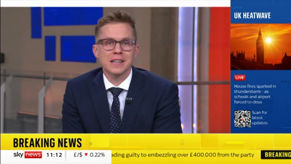 Broadcast still at 15m. Sky News, Sky News Today with Gareth Barlow, 23 June 2026.