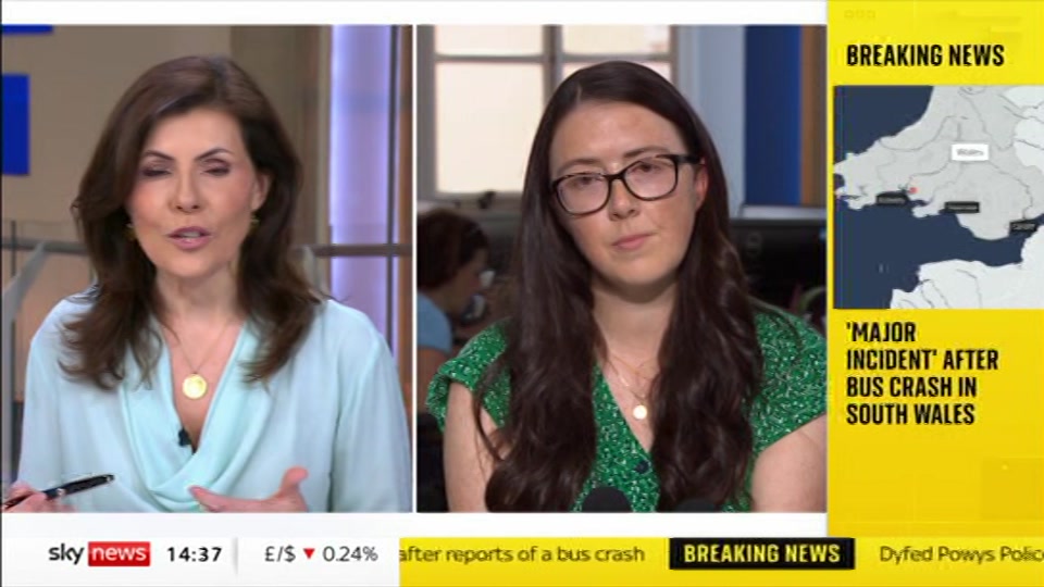 Broadcast still at 10m. Sky News, Sky News Today with Jayne Secker, 23 June 2026.