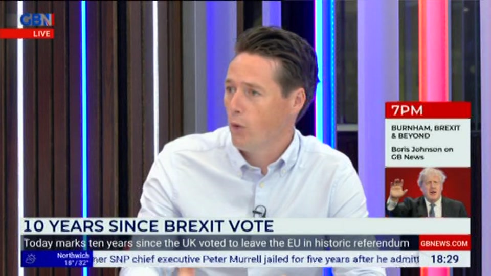 Broadcast still at 30m. GB News, New: Dewbs & Co, 23 June 2026.